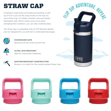 YETI Rambler Jr. 12 oz Kids Bottle, with Straw Cap, Navy
