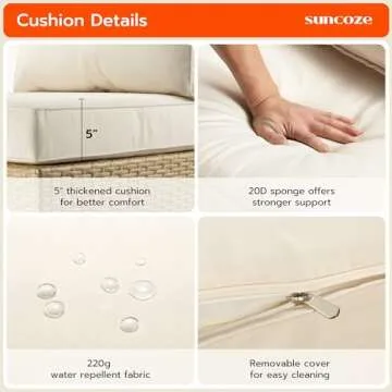 SUNCOZE Outdoor Sectional Furniture, 6 Pieces Outdoor Patio Furniture Sets PE Rattan Wicker Sofa Set, All Weather Patio Conversation Set with Cushion and Ottoman for Deck, Lawn and Pool