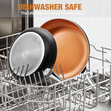 KOCH SYSTEME CS Premium Non-Stick Induction Frying Pan Set - 10"&12" Nonstick Frying Pan Sets with Lids, Ceramic Coated Aluminum Pan for Effortless Cooking, Copper Kitchen Cookware Set