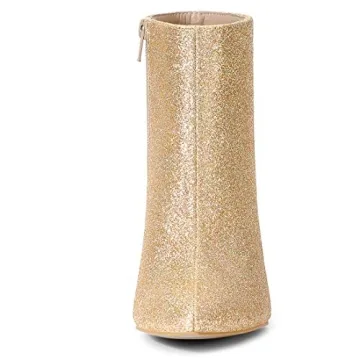 Allegra K Eye-Catching Glitter Chunky Heel Ankle Boots