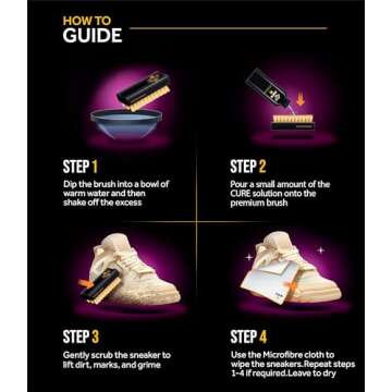 Crep Protect Cure Shoe Cleaner - Sneaker Cleaner Solution with Shoe Cleaning Brush & Microfiber Cleaning Cloth for Shoes, Sneaker, Leather, Nubuck, Suede & Canvas