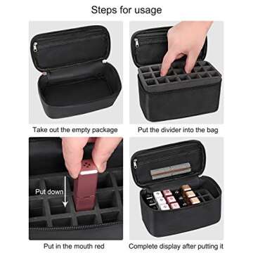 Lipstick Organizer Bag Lip Gloss Lip Balm Case Chapstick Holder Bag Makeup Artist Lipstick Bag With Compartment Cosmetic Bag Gift for Women(Black-21holder)