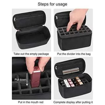 Lipstick Organizer Bag Lip Gloss Lip Balm Case Chapstick Holder Bag Makeup Artist Lipstick Bag With Compartment Cosmetic Bag Gift for Women(Black-21holder)