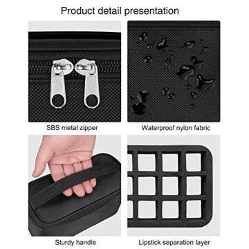 Lipstick Organizer Bag Lip Gloss Lip Balm Case Chapstick Holder Bag Makeup Artist Lipstick Bag With Compartment Cosmetic Bag Gift for Women(Black-21holder)