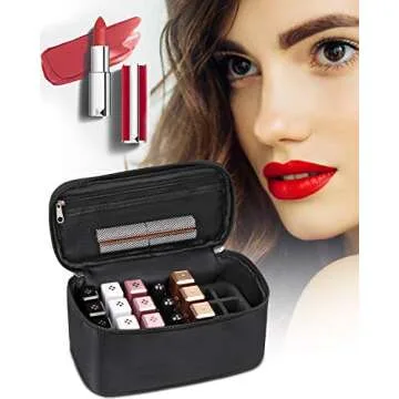 Lipstick Organizer Bag Lip Gloss Lip Balm Case Chapstick Holder Bag Makeup Artist Lipstick Bag With Compartment Cosmetic Bag Gift for Women(Black-21holder)