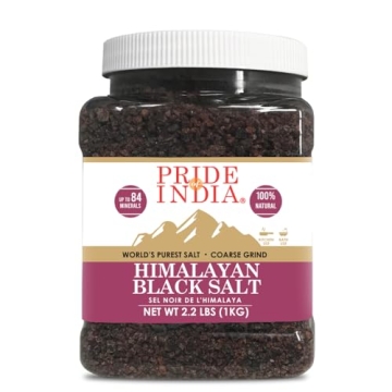 Pride Of India - Himalayan Black Rock Salt - Coarse Grind, 2.2 Pound (1 KG) - Kala Namak - Contains ...