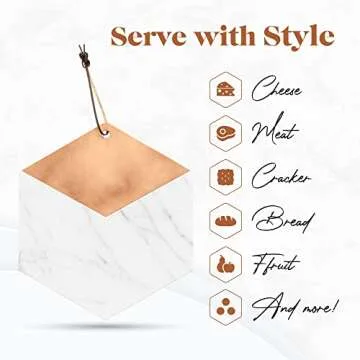 American Atelier Modern Hexagon Shaped Marble Cutting Board | Marble Cutting Boards for Kitchen | Marble Charcuterie Board | Marble Cheese Board | Marble Slab for Cheese, Charcuterie, Bread, & More