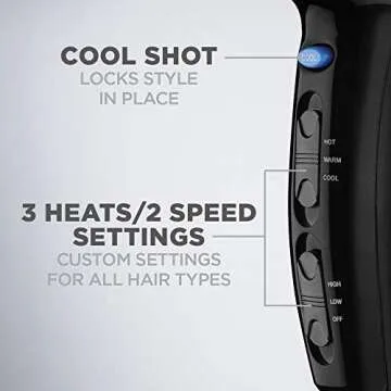 Conair 1875 Watt Cord Keeper Hair Dryer, Black - Amazon Exclusive