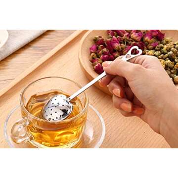 HSKOTEA 20PCS Tea Infuser, Tea Strainer with Handle, Premium Tea Infusers for Loose Tea, Tea Steeper for Tea Flavoring Herbal Spices Seasonings