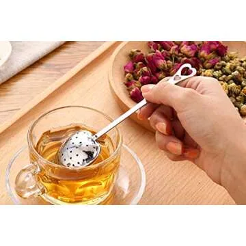 HSKOTEA 20PCS Tea Infuser, Tea Strainer with Handle, Premium Tea Infusers for Loose Tea, Tea Steeper for Tea Flavoring Herbal Spices Seasonings