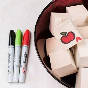 Super Z Outlet 1.5" Inch Unfinished Wood Blocks Cubes for Arts & Crafts DIY Projects (24 Pieces)