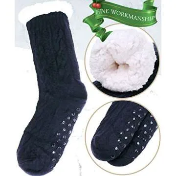 EBMORE Mens Cozy Fuzzy Slipper Socks for Winter Comfort