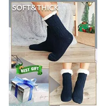 EBMORE Mens Cozy Fuzzy Slipper Socks for Winter Comfort