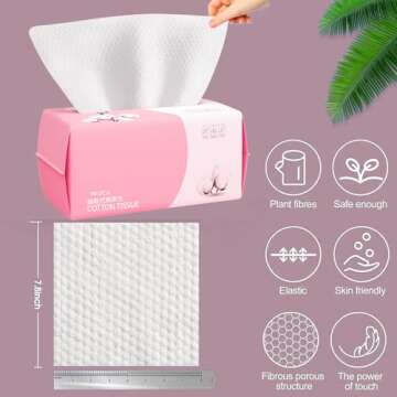 Disposable Face Towel 100 Count for Washing Soft Cotton Dry Wipes Facial Cloths Towelettes for Washing and Drying, Facial Tissue for Cleansing, Skincare and Makeup Remover