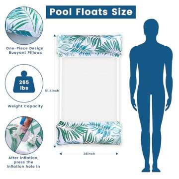 Pool Floats - 2 Pack Inflatable Pool Floats Rafts, Pool Floats Adult Size, 4-in-1 Floats for Swimming Pool, Thick PVC Pool Float Lounger Water Hammock
