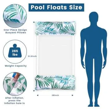 Pool Floats - 2 Pack Inflatable Pool Floats Rafts, Pool Floats Adult Size, 4-in-1 Floats for Swimming Pool, Thick PVC Pool Float Lounger Water Hammock