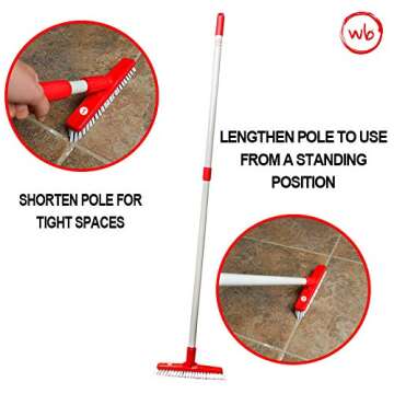World's Best Grout Brush with Heavy Duty Telescopic Pole