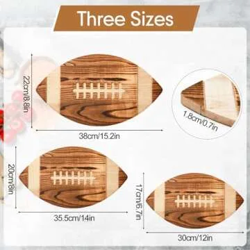 3 Pieces Football Cutting Board Football Serving Tray Hanging Football Gifts for Men Engraved Wooden Cutting Board Decoration for Kitchen Party Holiday Supplies Accessories, 3 Sizes (Dark Brown)