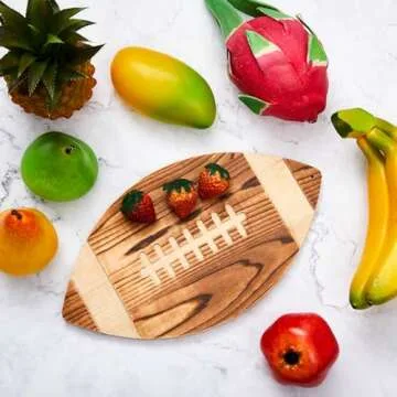 3 Pieces Football Cutting Board Football Serving Tray Hanging Football Gifts for Men Engraved Wooden Cutting Board Decoration for Kitchen Party Holiday Supplies Accessories, 3 Sizes (Dark Brown)