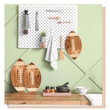 3 Pieces Football Cutting Board Football Serving Tray Hanging Football Gifts for Men Engraved Wooden Cutting Board Decoration for Kitchen Party Holiday Supplies Accessories, 3 Sizes (Dark Brown)