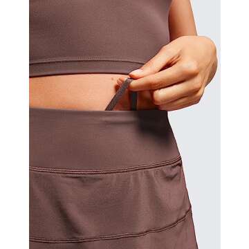 CRZ YOGA Womens High Waisted Tennis Skirts with 3 Pockets Golf A Line Lightweight Cute Athletic Casual Skorts Taupe XX-Small