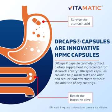 Vitamatic Lactobacillus Salivarius 2 Billion per DR Capsule - 60 Count - Digestive Support - Made with Prebiotic Inulin Fiber (1 Bottle)