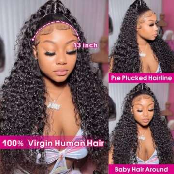 Juvid 13X6 Curly Lace Front Wigs Human Hair 13x6 HD Lace Jerry Curly Frontal Wig for Women 180% Dens...