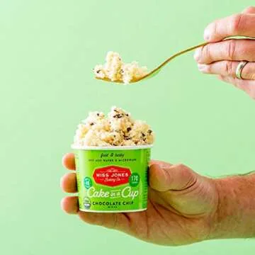 Miss Jones Baking Organic Cake In A Cup, Microwave in Under a Minute, Quick Mix, Less Mess Than a Mug: Chocolate Chip (Pack of 8)