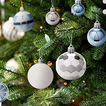 SY Super Bang Christmas Ornaments Set, 90PCS Shatterproof Christmas Hanging Ornaments for Xmas Tree Decorations, for Indoor Holiday Party Thankgivings Christmas Decor - Baby Blue.