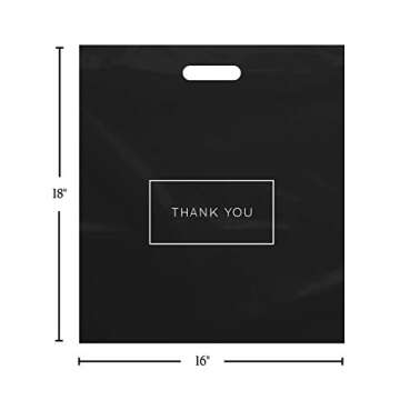 Purple Q Crafts Large Plastic Shopping Bags with Thank You Logo 16" x 18" Boutique Bags with Handles 100 Pack for Merchandise, Gifts, Trade Shows and More…