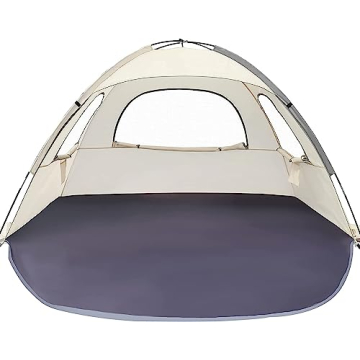 WhiteFang Beach Tent Anti-UV Portable Sun Shade Shelter for 3 Person, Extendable Floor with 3 Ventil...