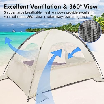 WhiteFang Beach Tent - Portable Sun Shade for 3