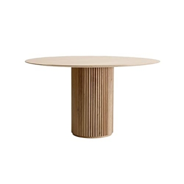 LAKIQ Modern Solid Wood Round Kitchen Dining Table Contemporary Dining Room Table with Pedestal Base...