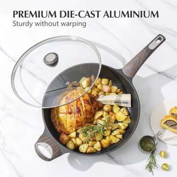 SENSARTE Pots and Pans Set Nonstick, 14 Pcs Induction Cookware Sets, Non-toxic Non Stick Kitchen Cooking Set with Frying Pans Set & Saucepan, PFOA PFOS APEO Free, Black