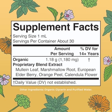 Organic Respiratory Health Drops Mullein Elderberry Vegan