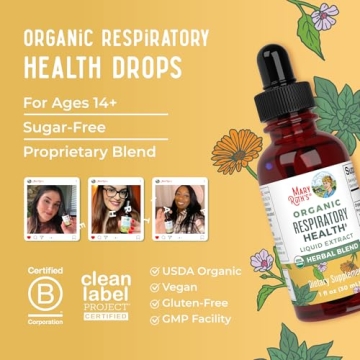 Organic Respiratory Health Drops Mullein Elderberry Vegan
