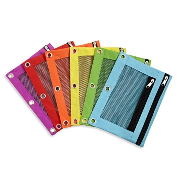 Blue Summit Supplies Pencil Pouches - 6 Assorted Color Zipper Pouches for School Organization