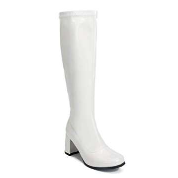 LIURUIJIA Women's Knee High White Gogo Boots for Parties