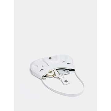 Verdusa Women's Pleated Hobo Shoulder Bag PU Leather Clutch Handbag White one-size