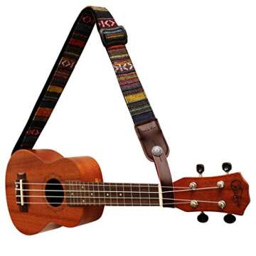 Classic Country Style Ukulele Strap with Leather Locker