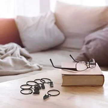 32 Pack Metal Curtain Rings with Clips Black Decorative Drapery Rustproof Vintage 1.77 Inch Interior Diameter