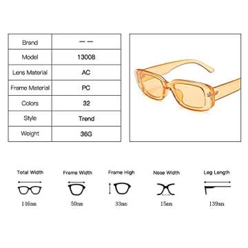 Retro Rectangle Sunglasses for Women/Men Driving Glasses 90’s Vintage Small Square Eyewear UV Protection Glasse (Sand tea/beige)