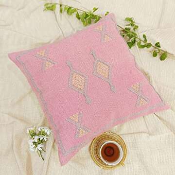 Trade Star Sabra Kilim Pillow Cover 100% Cotton Sofa Pillow Cover Handwoven Luxurious Farmhouse Bedd...