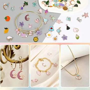 SANNIX 200Pcs Gold Enamel Charms for Jewelry Making