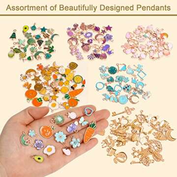 SANNIX 200Pcs Gold Enamel Charms for Jewelry Making