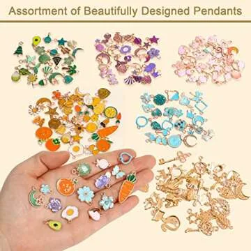 SANNIX 200Pcs Gold Enamel Charms for Jewelry Making