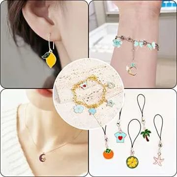 SANNIX 200Pcs Gold Enamel Charms for Jewelry Making