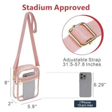 PACKISM Clear Purses for Women Stadium - Clear Bag Stadium Approved Crossbody Bag for Concerts Sporting Events Festivals Game Day, 2 Packs White & Pink