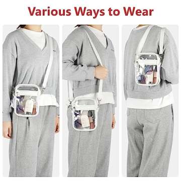 PACKISM Clear Purses for Women Stadium - Clear Bag Stadium Approved Crossbody Bag for Concerts Sporting Events Festivals Game Day, 2 Packs White & Pink