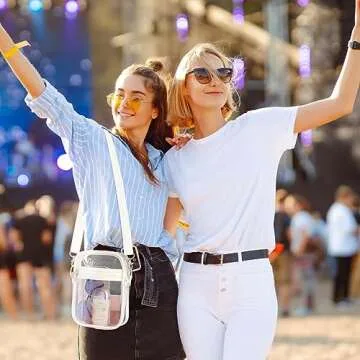PACKISM Clear Purses for Women Stadium - Clear Bag Stadium Approved Crossbody Bag for Concerts Sporting Events Festivals Game Day, 2 Packs White & Pink